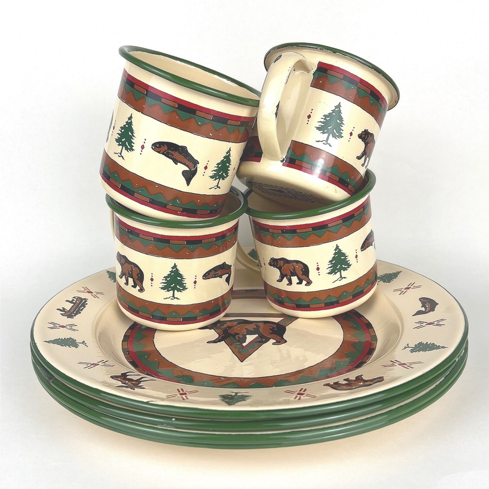 Lodge Midwest of Cannon Falls Imports Enamalware, 4 cups and plates